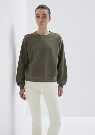  Mavi Bisiklet Yaka Haki Sweatshirt 1S10475-80769