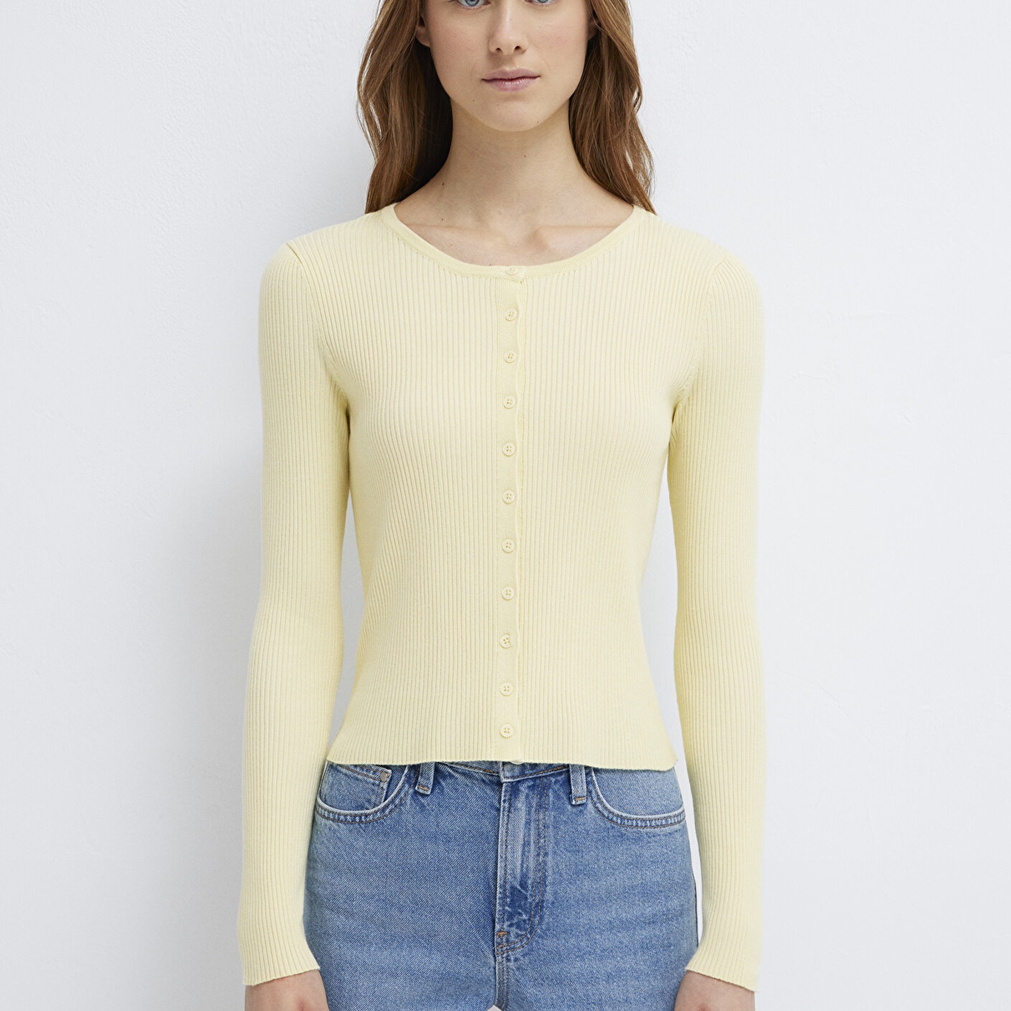 Mavi Sarı Hırka Fitted / Vücuda Oturan Kesim 1710846-71305