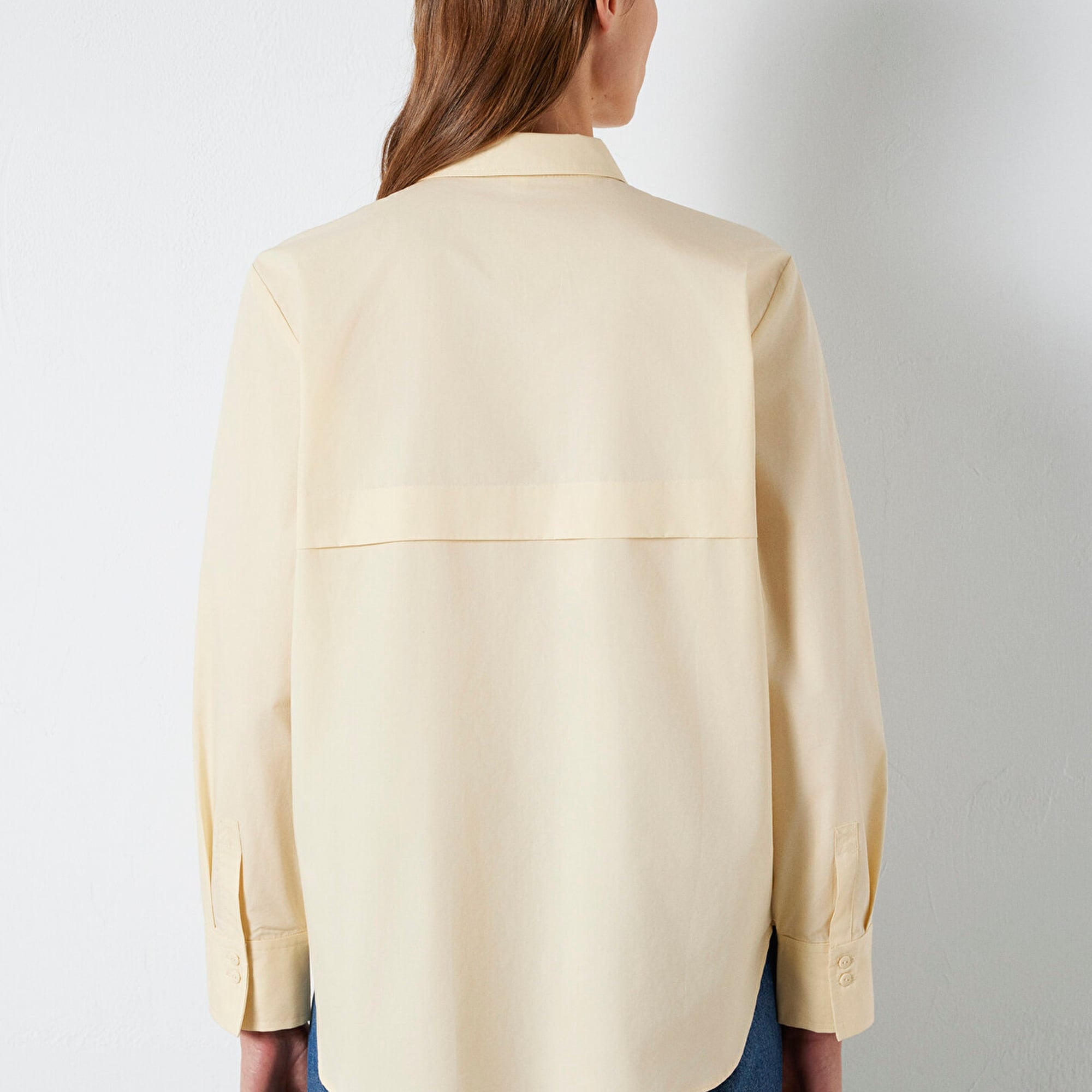 Mavi Sarı Gömlek Loose Fit / Bol Rahat Kesim 1211395-70034