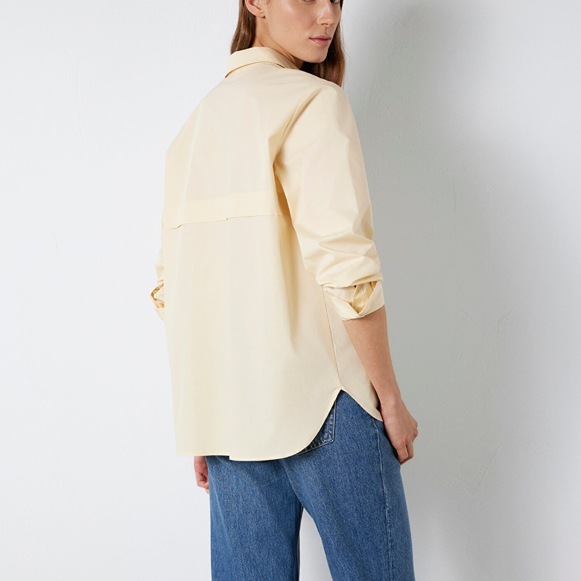 Mavi Sarı Gömlek Loose Fit / Bol Rahat Kesim 1211395-70034