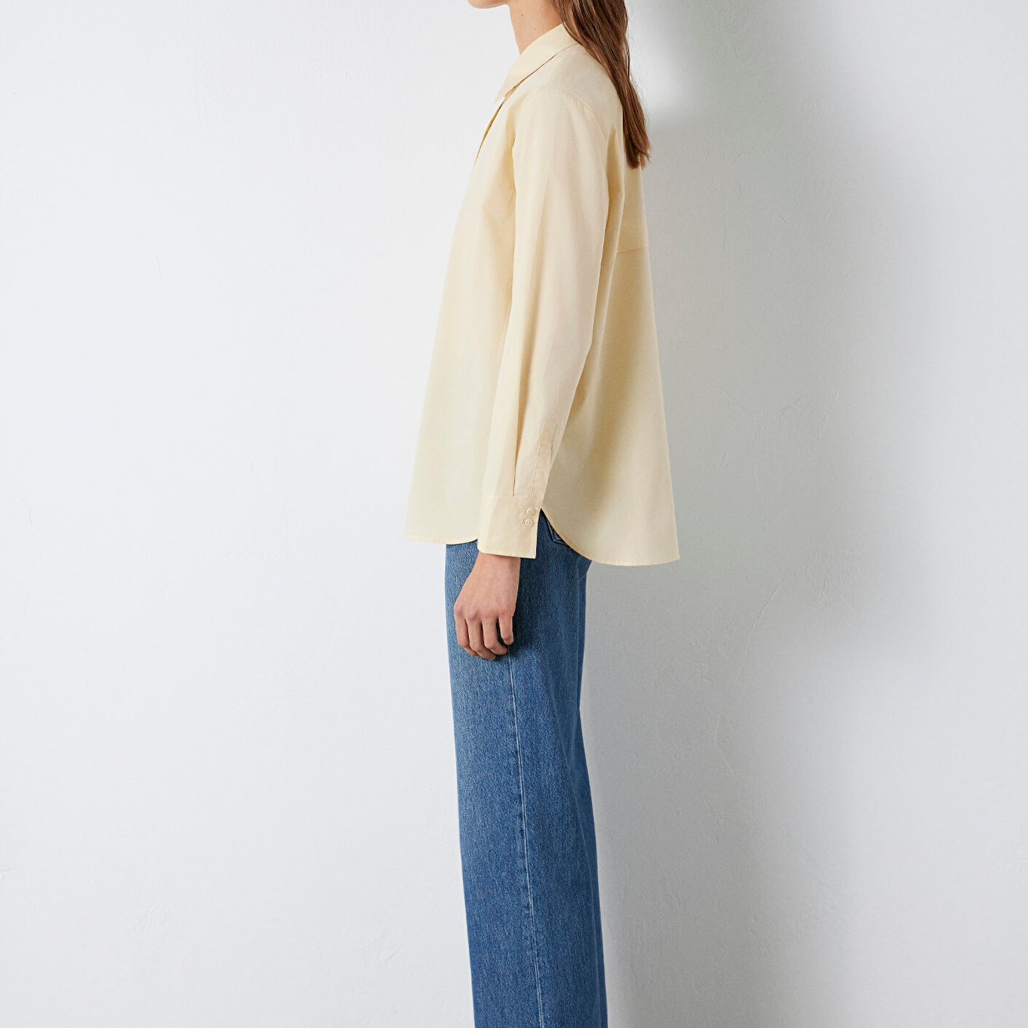 Mavi Sarı Gömlek Loose Fit / Bol Rahat Kesim 1211395-70034