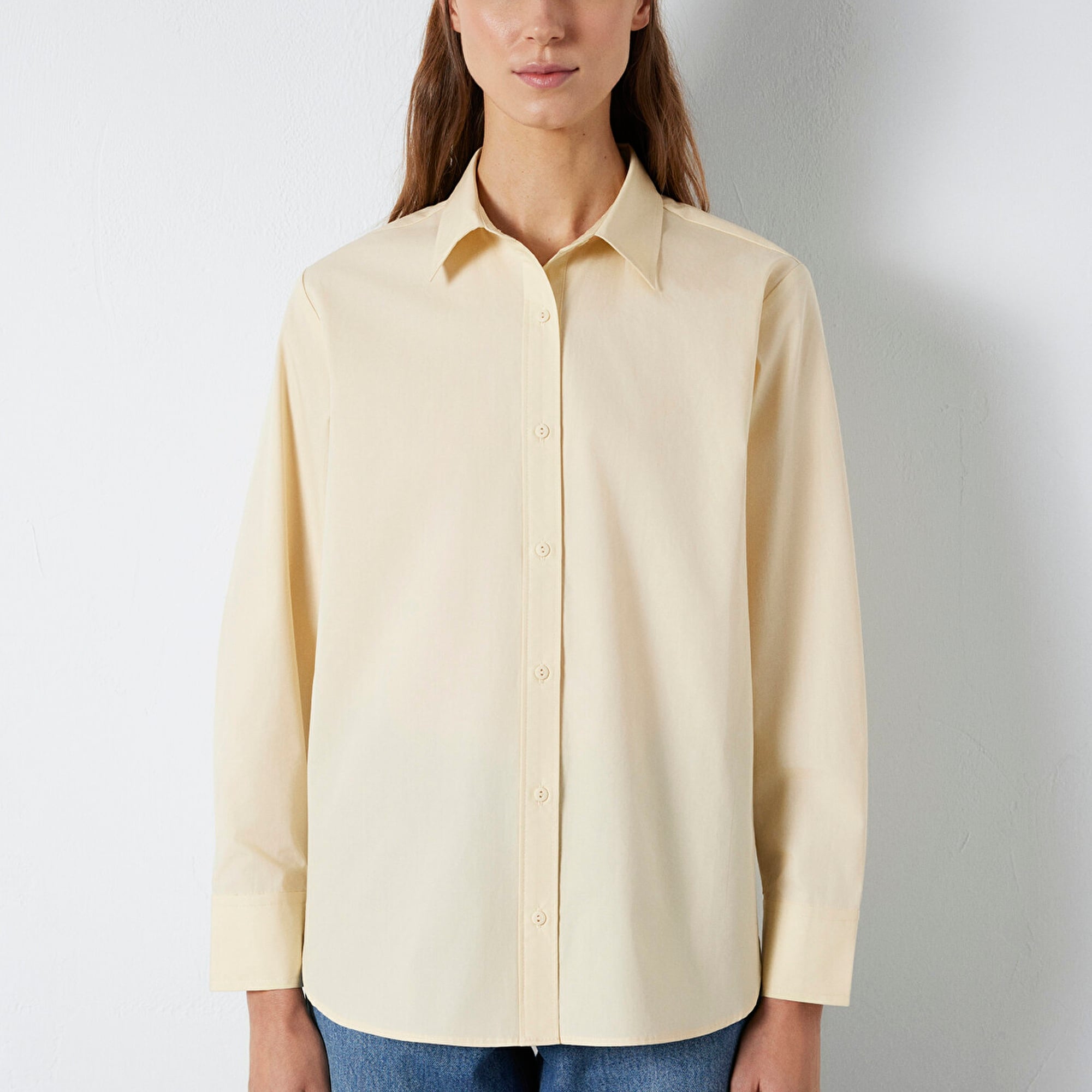 Mavi Sarı Gömlek Loose Fit / Bol Rahat Kesim 1211395-70034