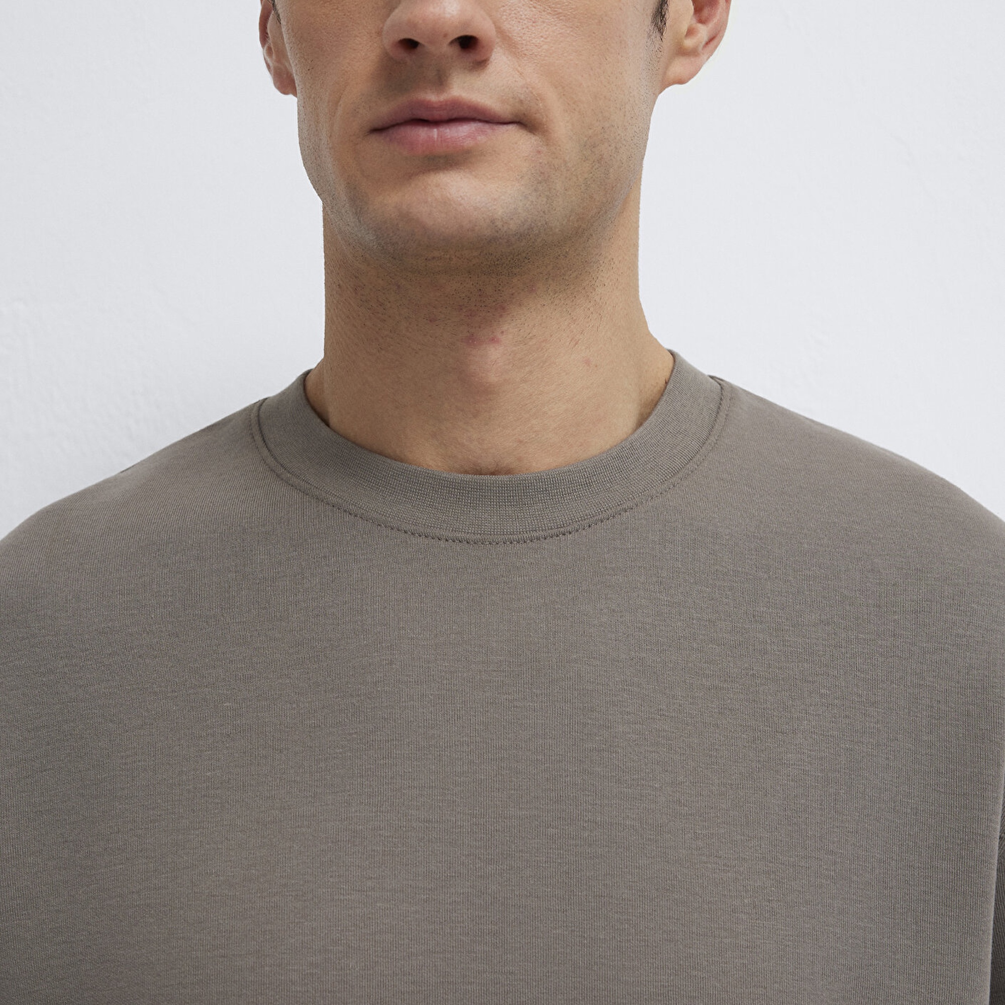 Mavi Bisiklet Yaka Kahverengi Tişört Loose Fit / Bol Rahat Kesim 0611614-87875