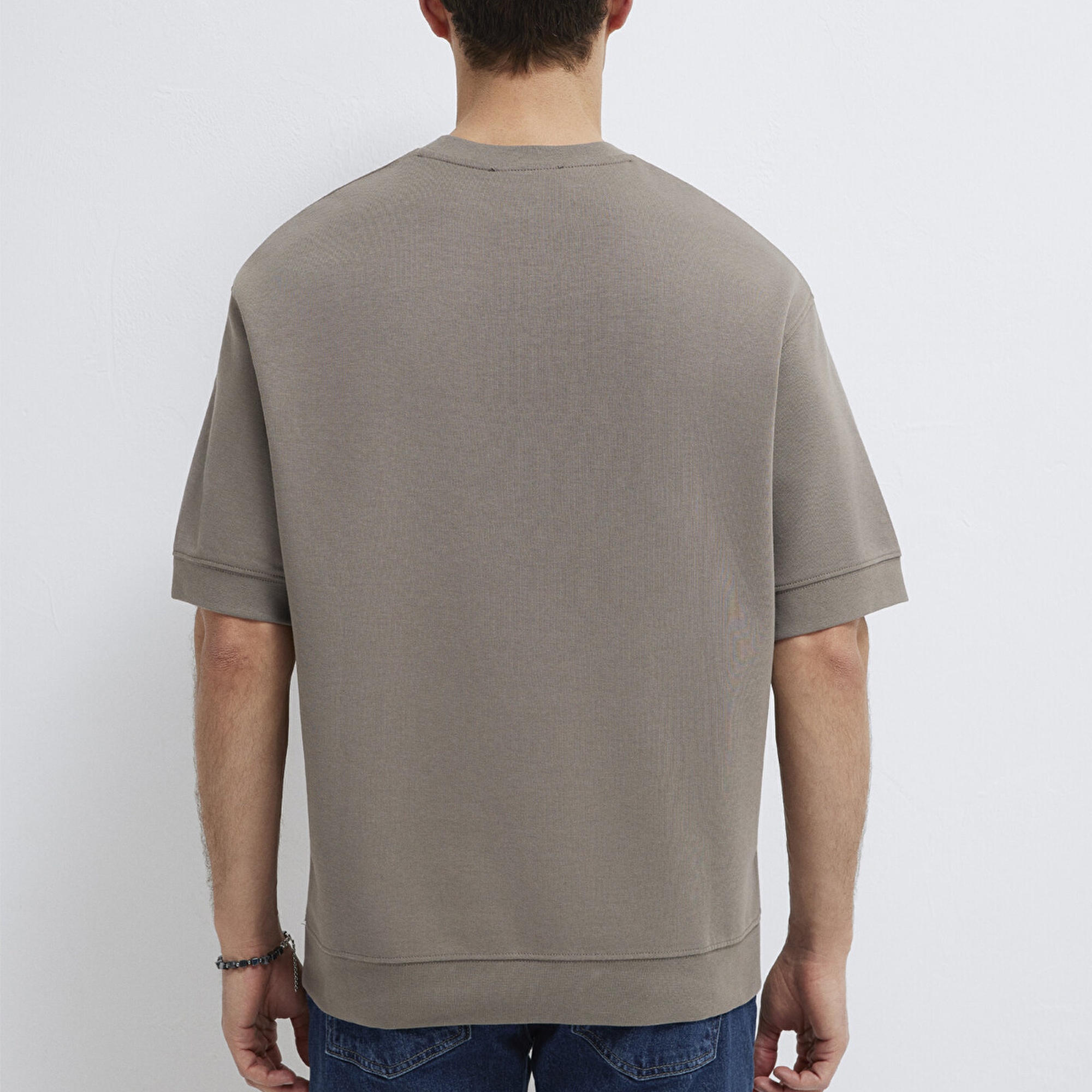 Mavi Bisiklet Yaka Kahverengi Tişört Loose Fit / Bol Rahat Kesim 0611614-87875