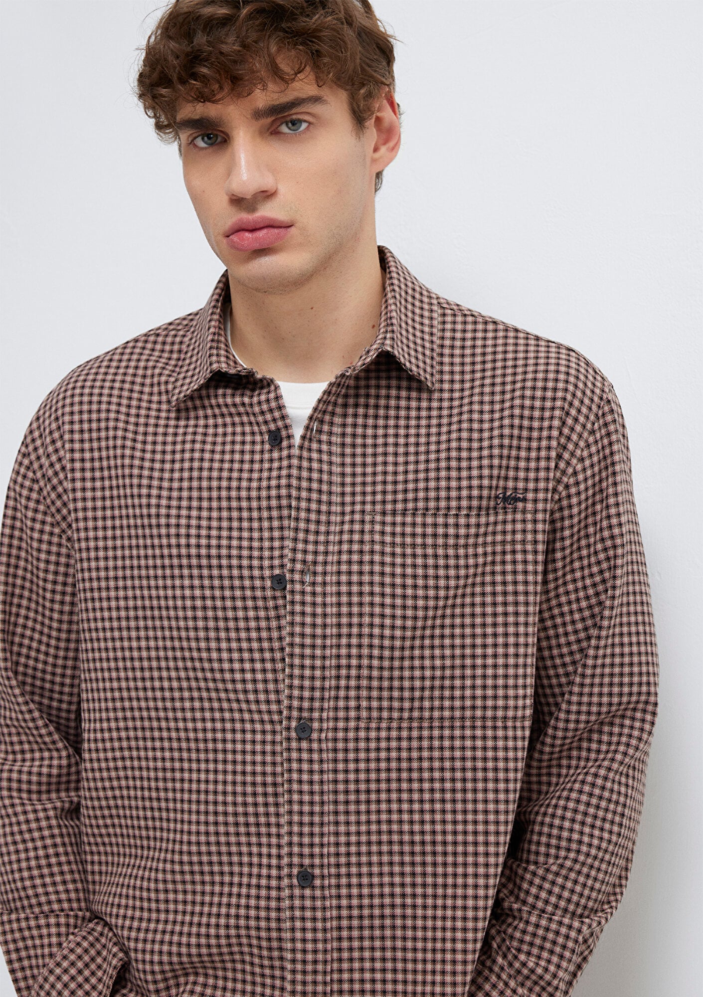  Mavi Bordo Ekose Gömlek Loose Fit / Bol Rahat Kesim 0211887-91419