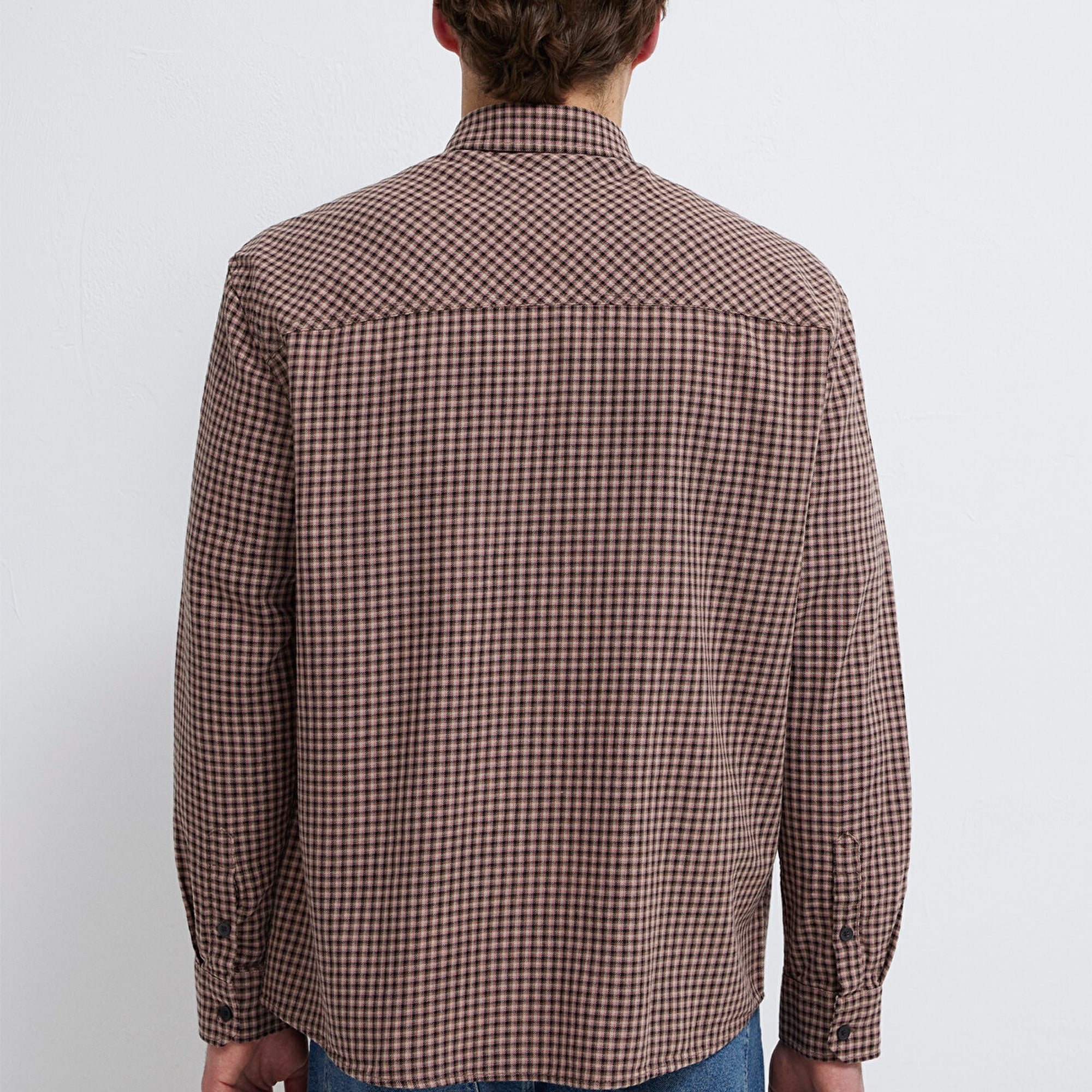 Mavi Bordo Ekose Gömlek Loose Fit / Bol Rahat Kesim 0211887-91419