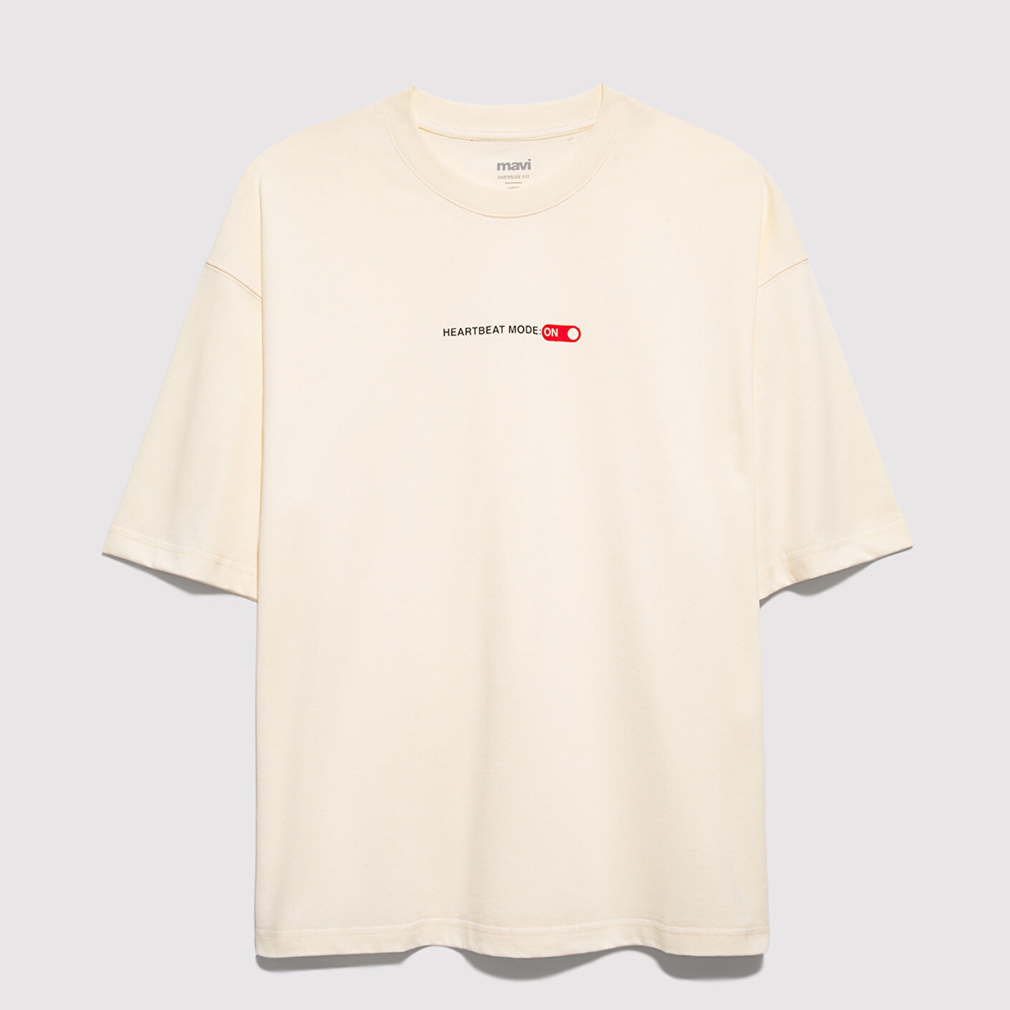 Mavi Baskılı Beyaz Tişört Oversize / Geniş Kesim 0613254-83043