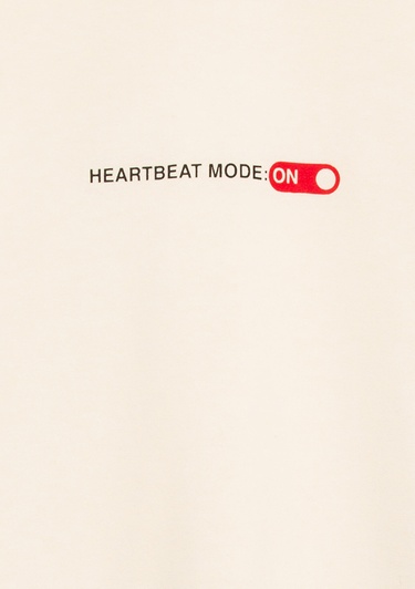  Mavi Baskılı Beyaz Tişört Oversize / Geniş Kesim 0613254-83043