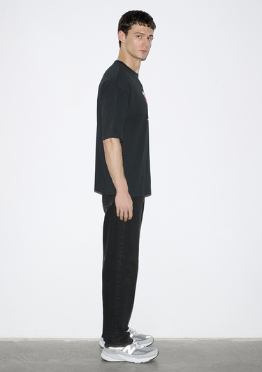  Mavi Baskılı Siyah Tişört Oversize / Geniş Kesim 0613253-71379