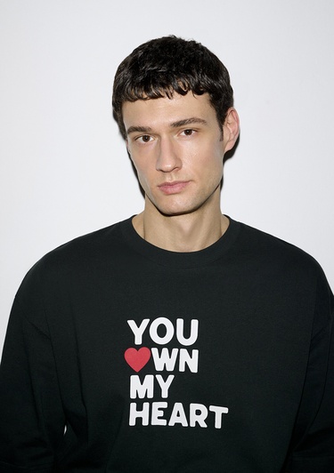  Mavi Baskılı Siyah Tişört Oversize / Geniş Kesim 0613253-71379