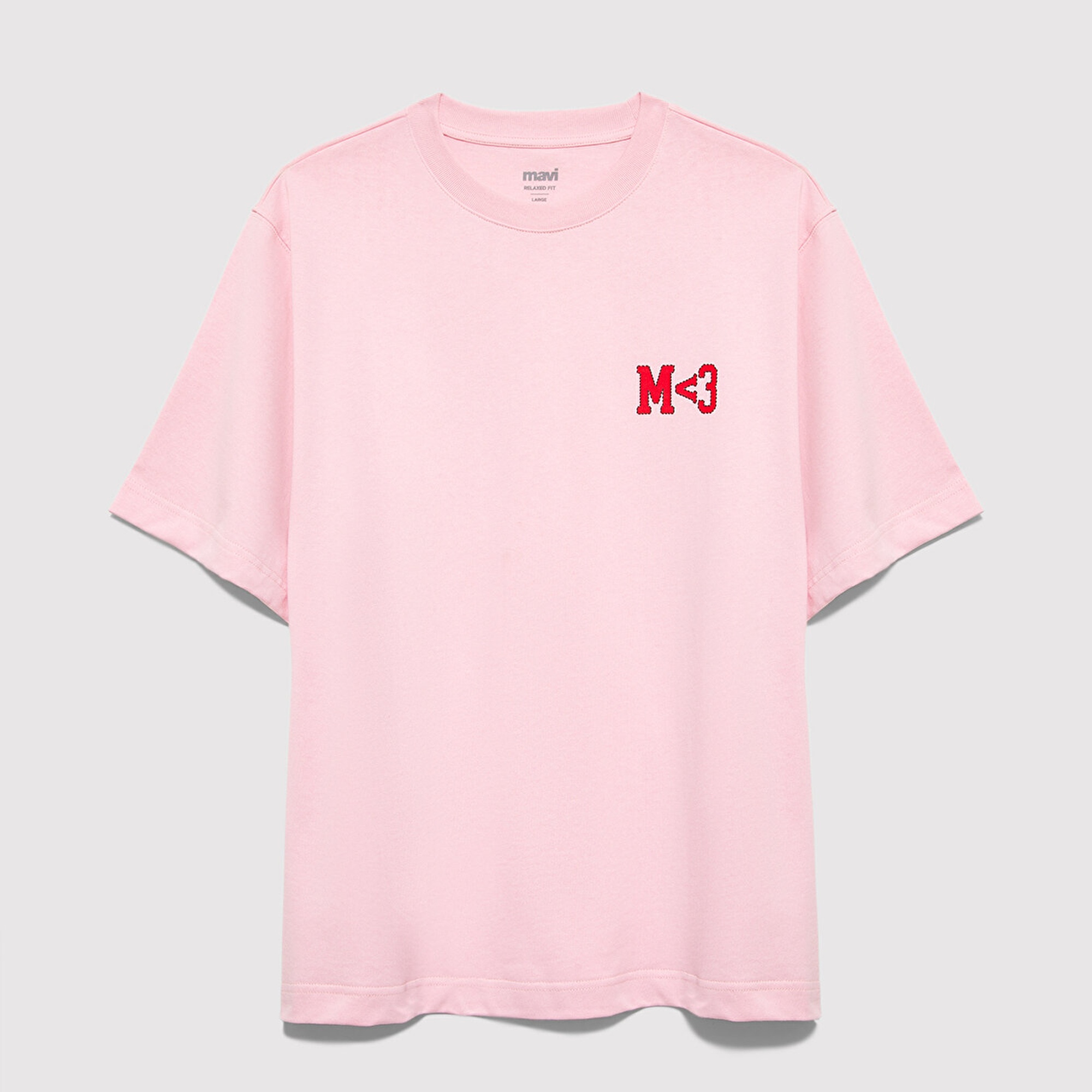 Mavi Baskılı Pembe Tişört Relaxed Fit / Rahat Kesim 0613252-91467