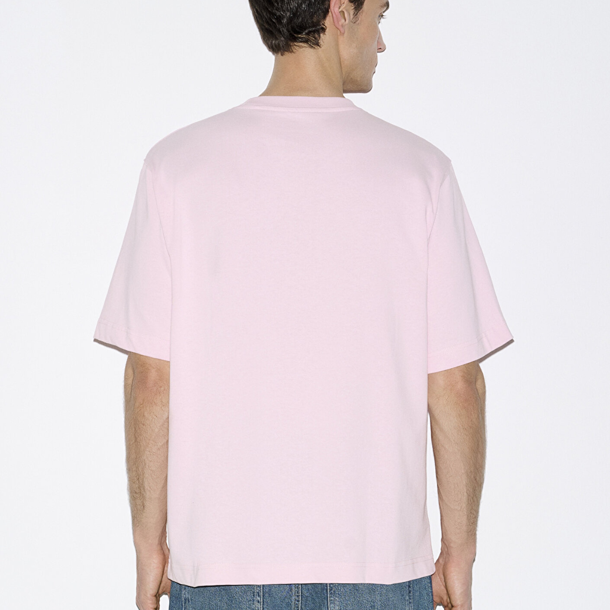 Mavi Baskılı Pembe Tişört Relaxed Fit / Rahat Kesim 0613252-91467