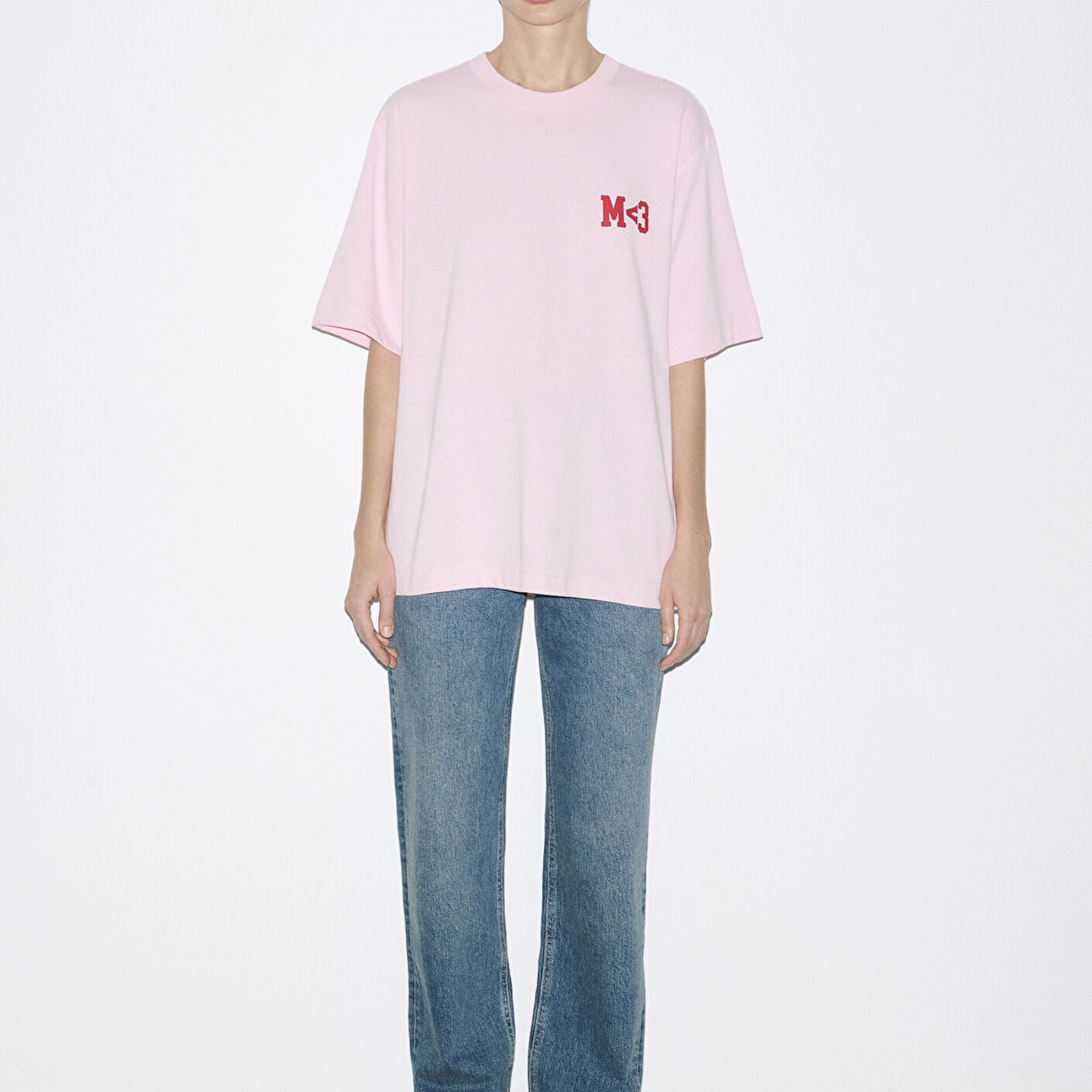 Mavi Baskılı Pembe Tişört Relaxed Fit / Rahat Kesim 0613252-91467