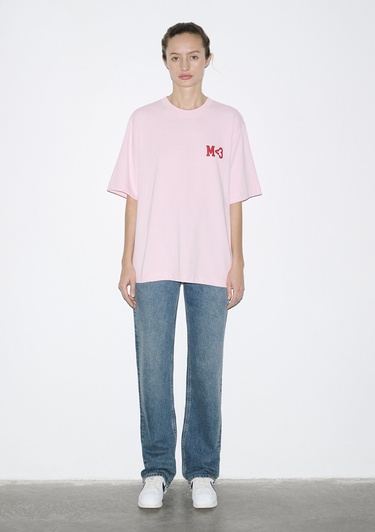  Mavi Baskılı Pembe Tişört Relaxed Fit / Rahat Kesim 0613252-91467