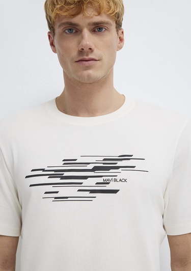 Mavi Mavi Black Ekru Tişört Regular Fit / Normal Kesim 0613131-70057
