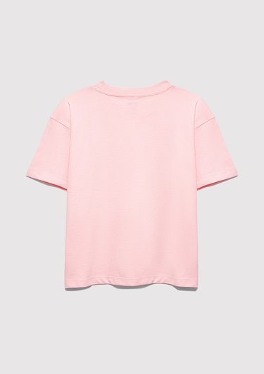  Mavi Mavi Logo Baskılı Pembe Tişört Loose Fit / Bol Rahat Kesim 7610386-71007