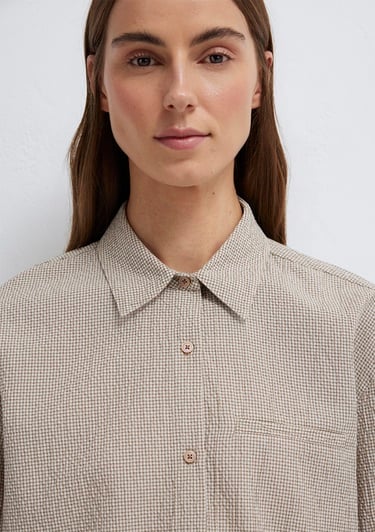  Mavi Kahverengi Crop Gömlek Loose Fit / Bol Rahat Kesim 1211388-83169