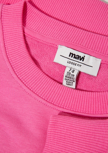  Mavi Baskılı Pembe Sweatshirt 7S10171-91355