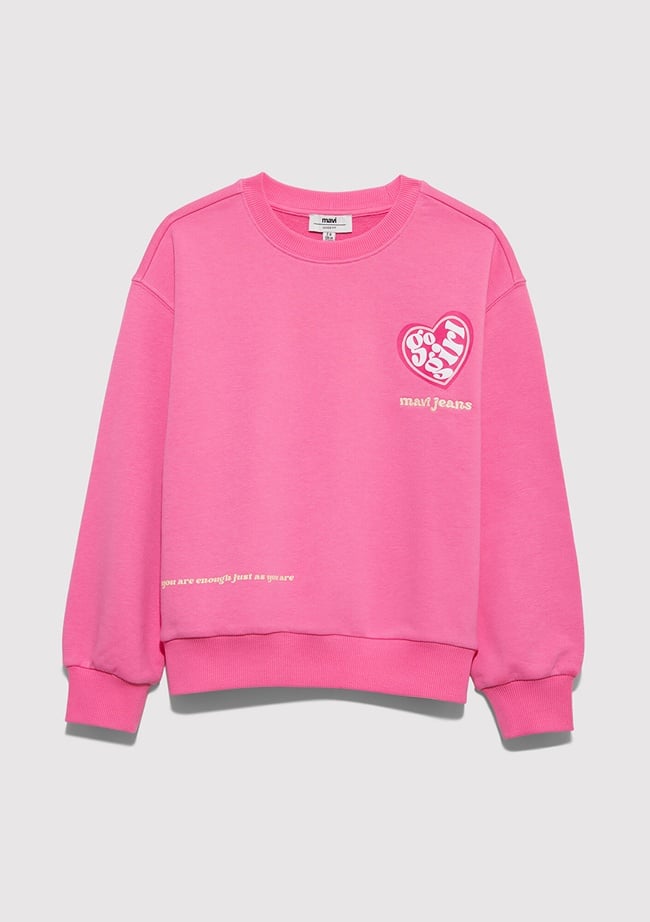  Mavi Baskılı Pembe Sweatshirt 7S10171-91355