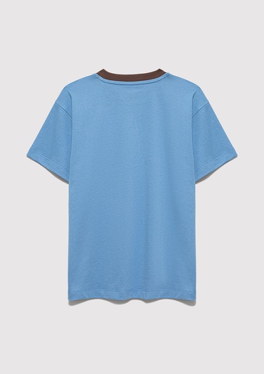  Mavi Mavi Logo Baskılı Mavi Tişört Loose Fit / Bol Rahat Kesim 6610417-70724