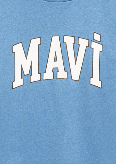  Mavi Mavi Logo Baskılı Mavi Tişört Loose Fit / Bol Rahat Kesim 6610417-70724