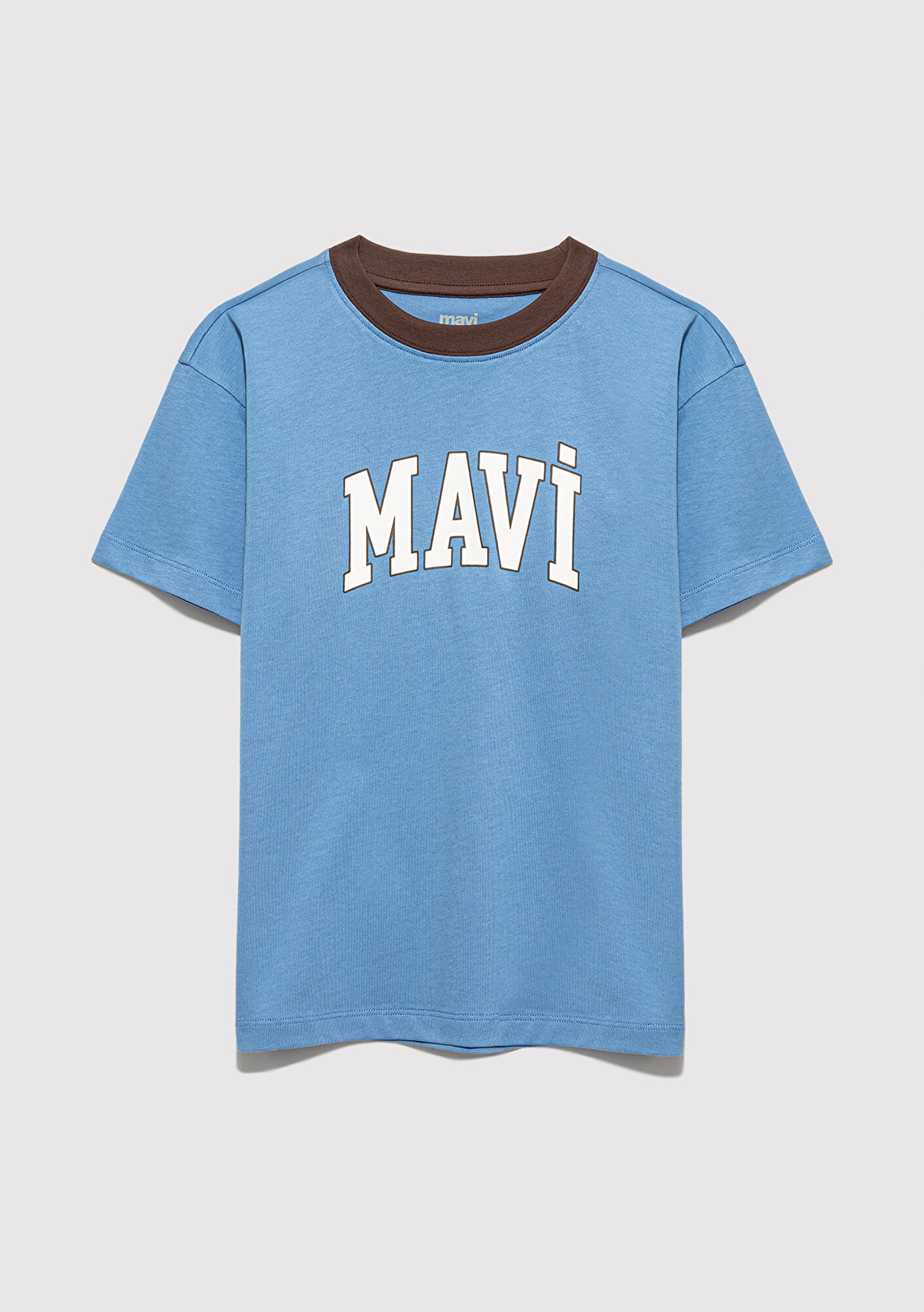  Mavi Mavi Logo Baskılı Mavi Tişört Loose Fit / Bol Rahat Kesim 6610417-70724
