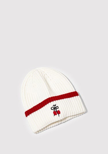  Mavi İşlemeli Ekru Bere 1913832-34523