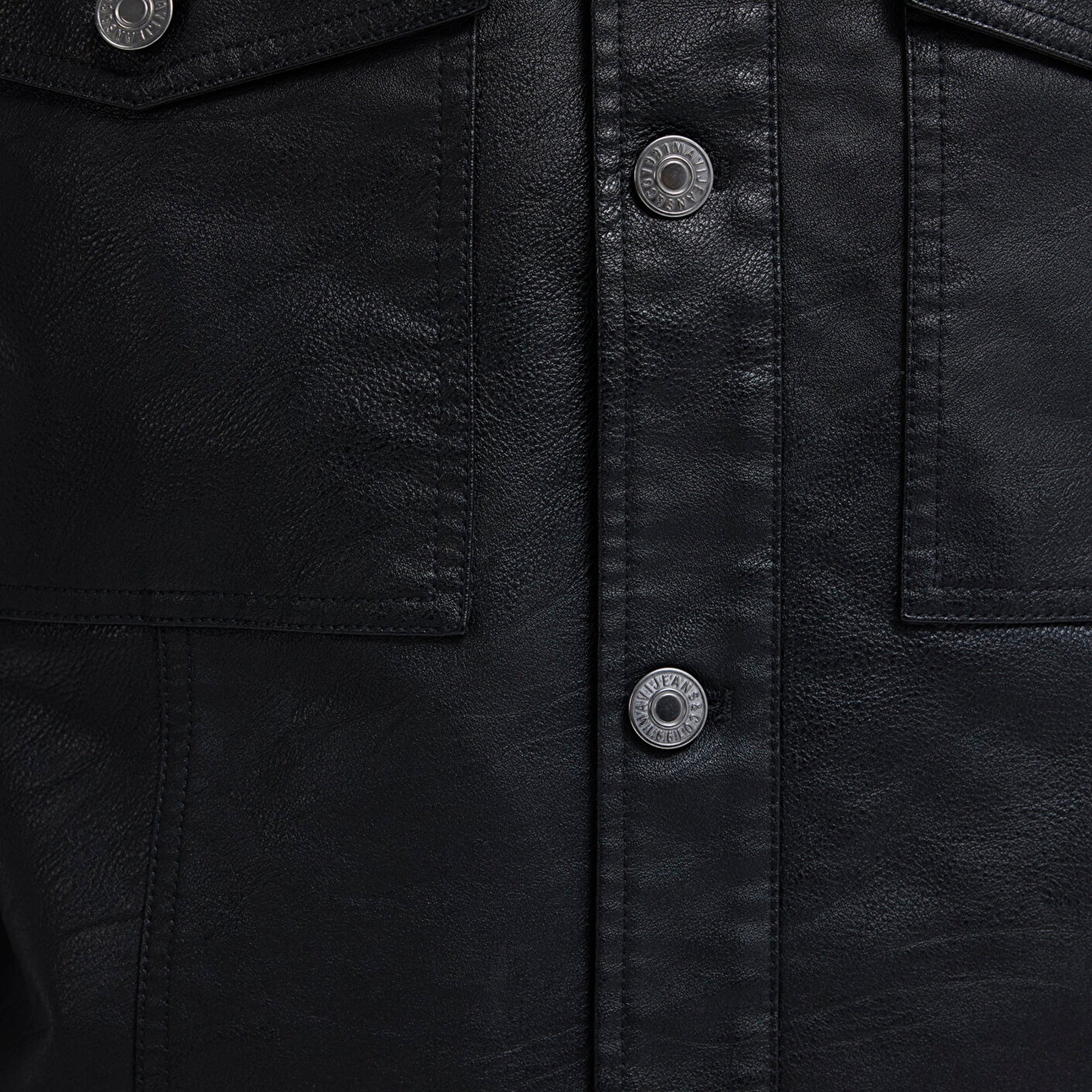 Mavi Siyah Suni Deri Ceket Loose Fit / Bol Rahat Kesim 0110798-71379