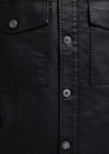  Mavi Siyah Suni Deri Ceket Loose Fit / Bol Rahat Kesim 0110798-71379