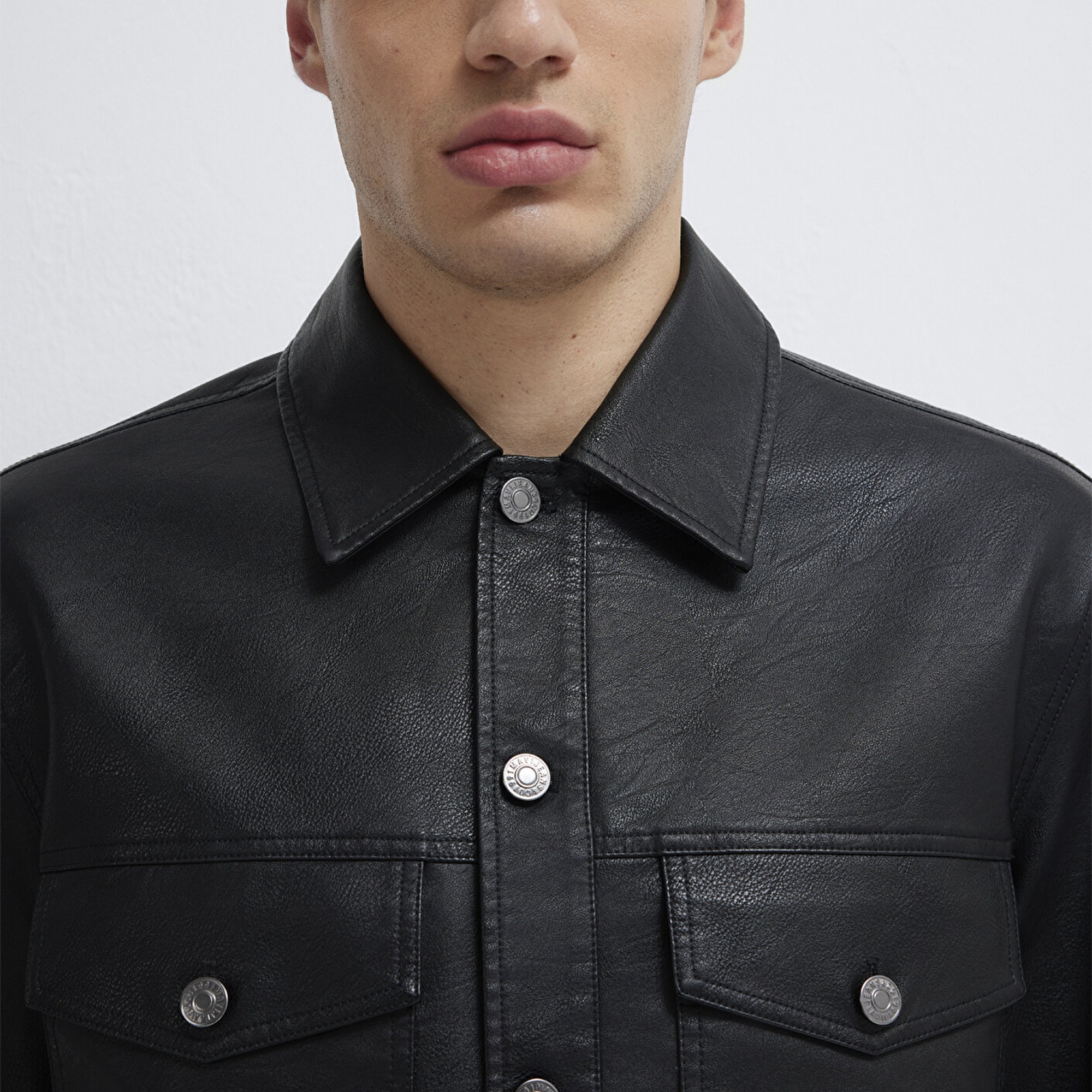 Mavi Siyah Suni Deri Ceket Loose Fit / Bol Rahat Kesim 0110798-71379