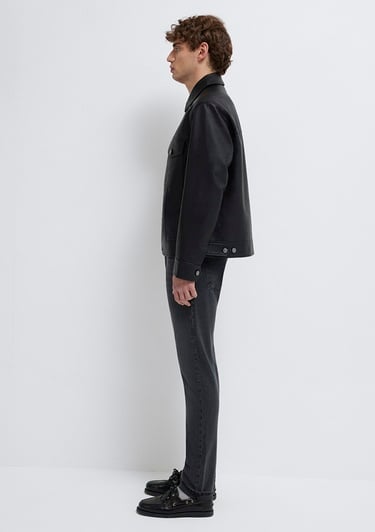  Mavi Siyah Suni Deri Ceket Loose Fit / Bol Rahat Kesim 0110798-71379