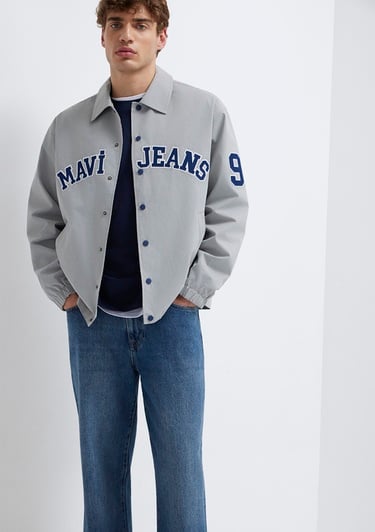  Mavi Nakış Detaylı Gri Ceket Loose Fit / Bol Rahat Kesim 0110769-82824