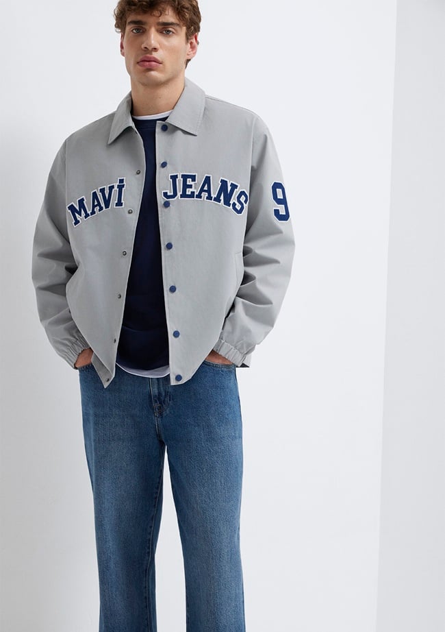  Mavi Nakış Detaylı Gri Ceket Loose Fit / Bol Rahat Kesim 0110769-82824