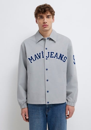  Mavi Nakış Detaylı Gri Ceket Loose Fit / Bol Rahat Kesim 0110769-82824