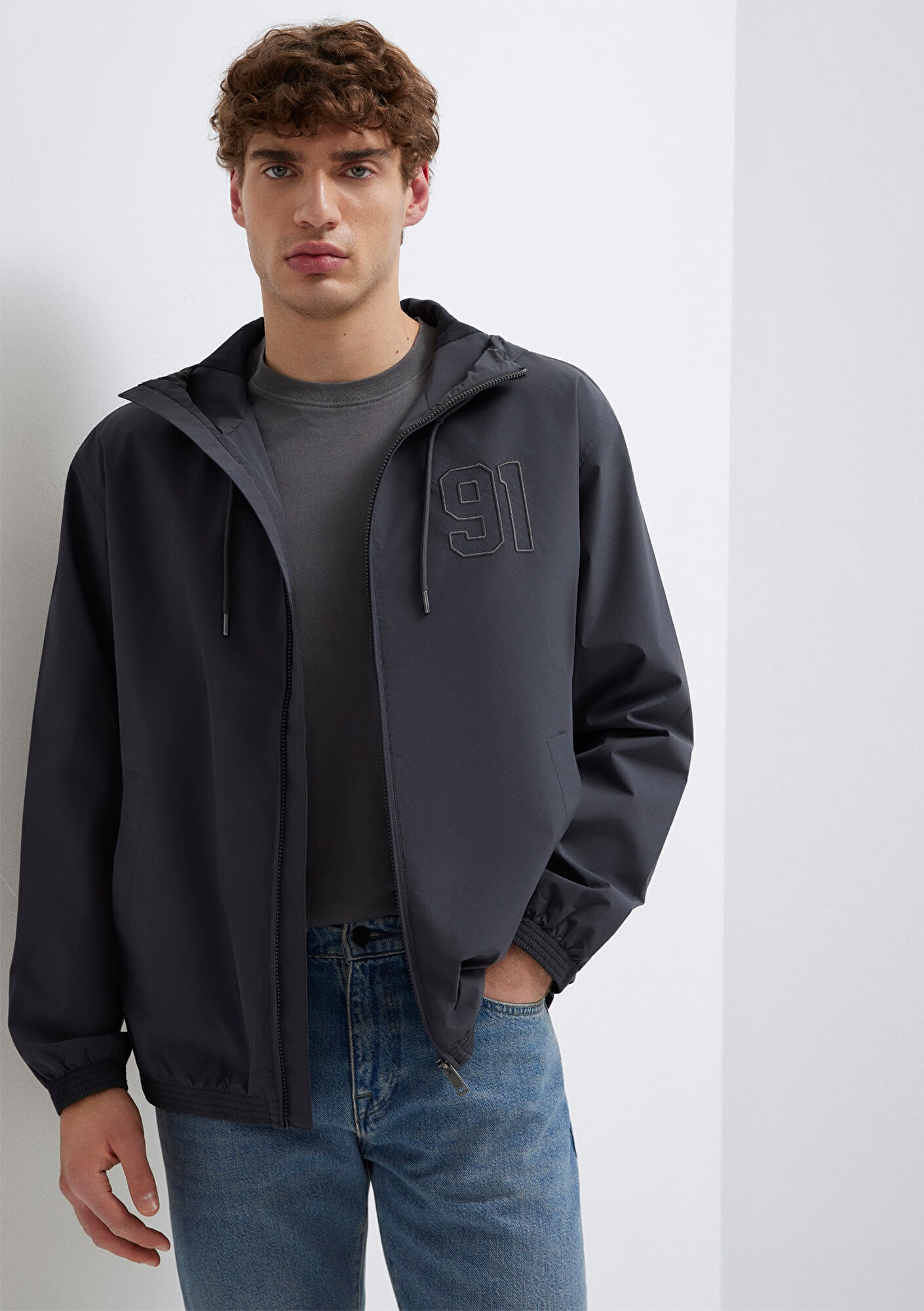  Mavi MVJNS Baskılı Antrasit Ceket Oversize / Geniş Kesim 0110755-89939