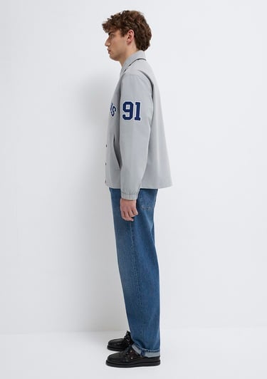  Mavi Nakış Detaylı Gri Ceket Loose Fit / Bol Rahat Kesim 0110769-82824