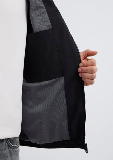  Mavi Kapüşonlu Siyah Ceket Loose Fit / Bol Rahat Kesim 0110818-900