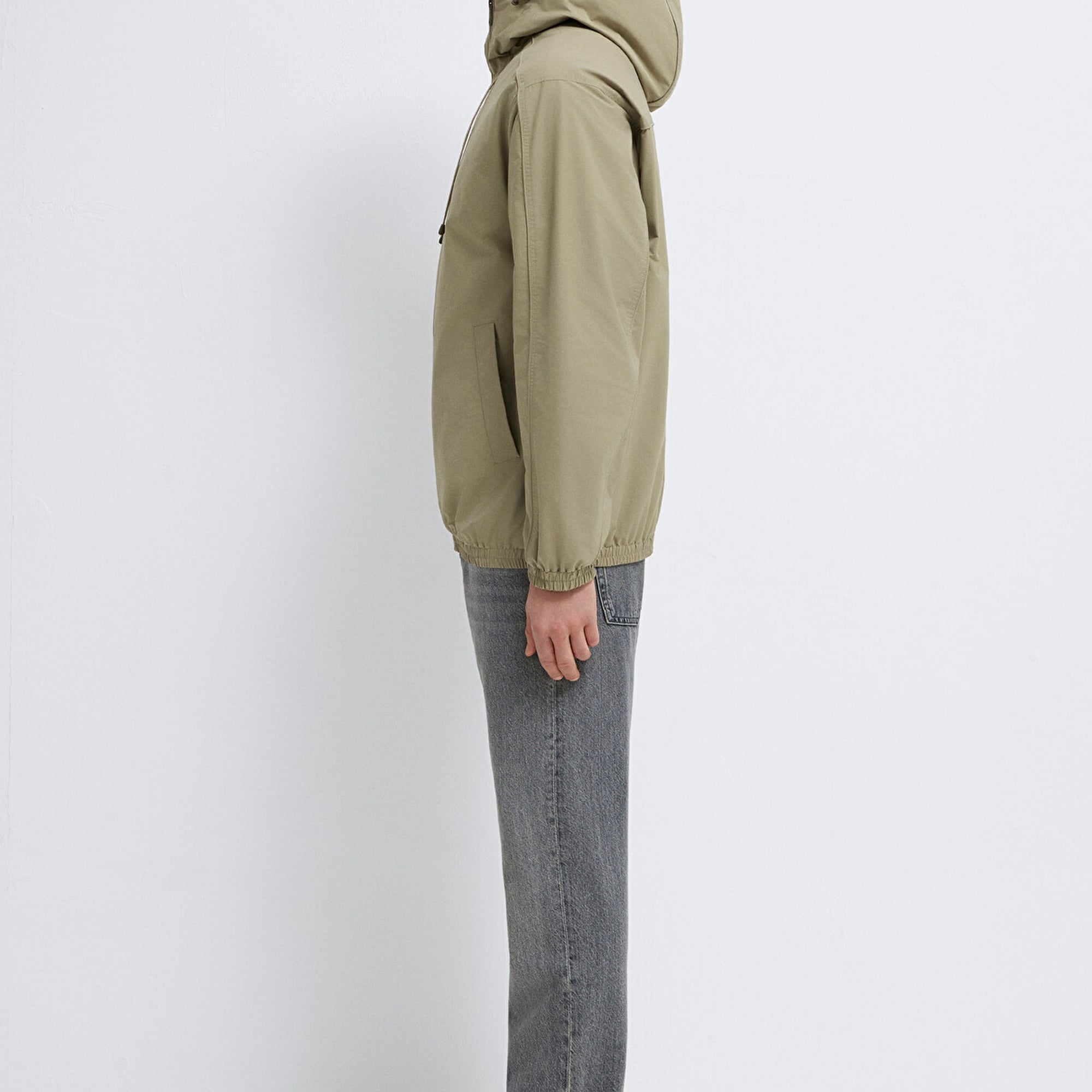 Mavi Kapüşonlu Bej Ceket Loose Fit / Bol Rahat Kesim 0110818-86749