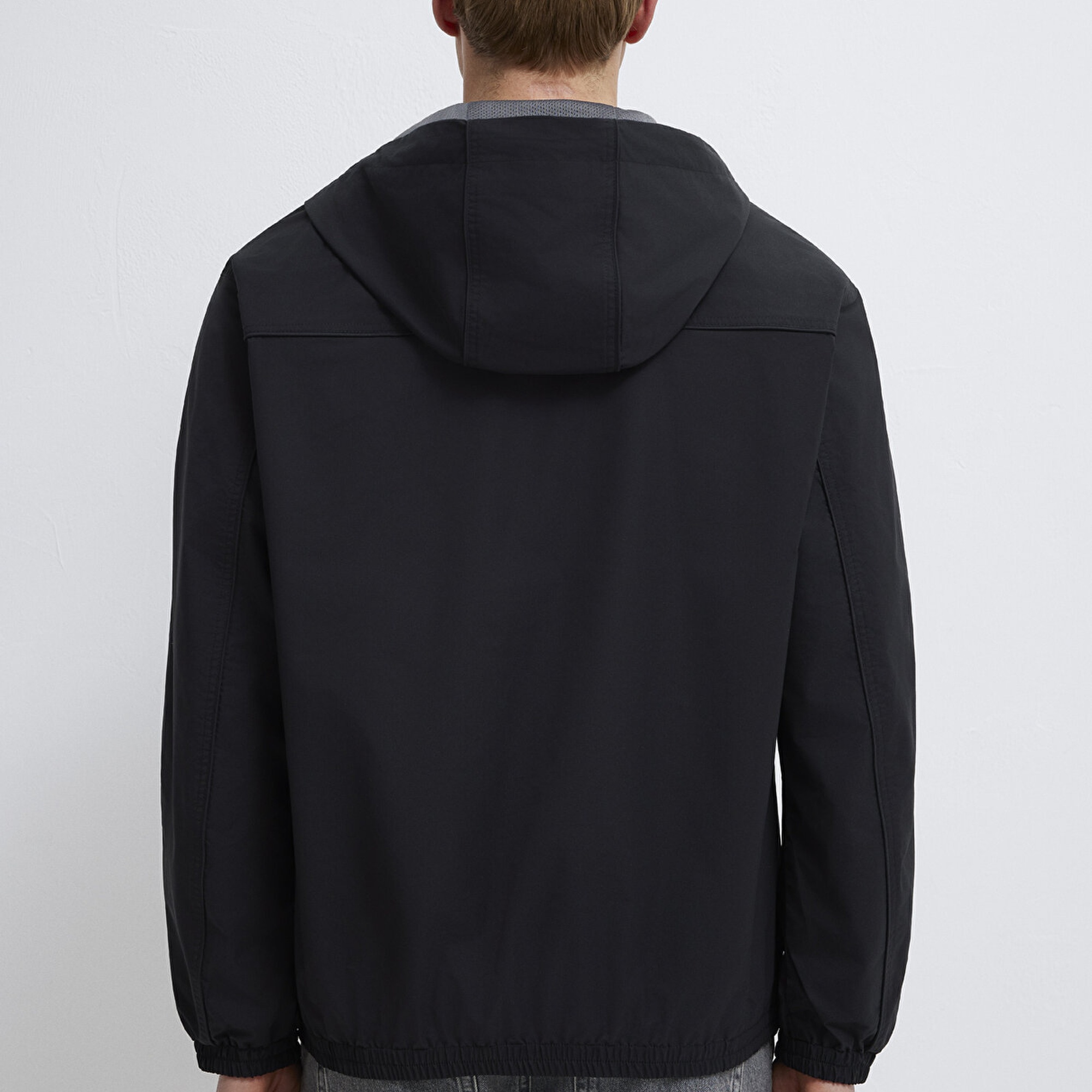 Mavi Kapüşonlu Siyah Ceket Loose Fit / Bol Rahat Kesim 0110818-900