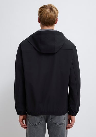  Mavi Kapüşonlu Siyah Ceket Loose Fit / Bol Rahat Kesim 0110818-900