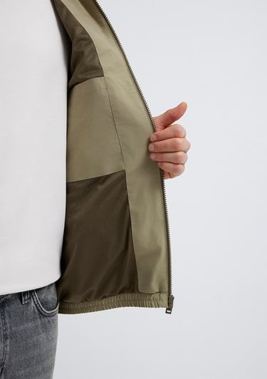  Mavi Kapüşonlu Bej Ceket Loose Fit / Bol Rahat Kesim 0110818-86749