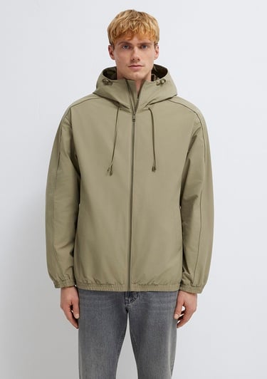  Mavi Kapüşonlu Bej Ceket Loose Fit / Bol Rahat Kesim 0110818-86749