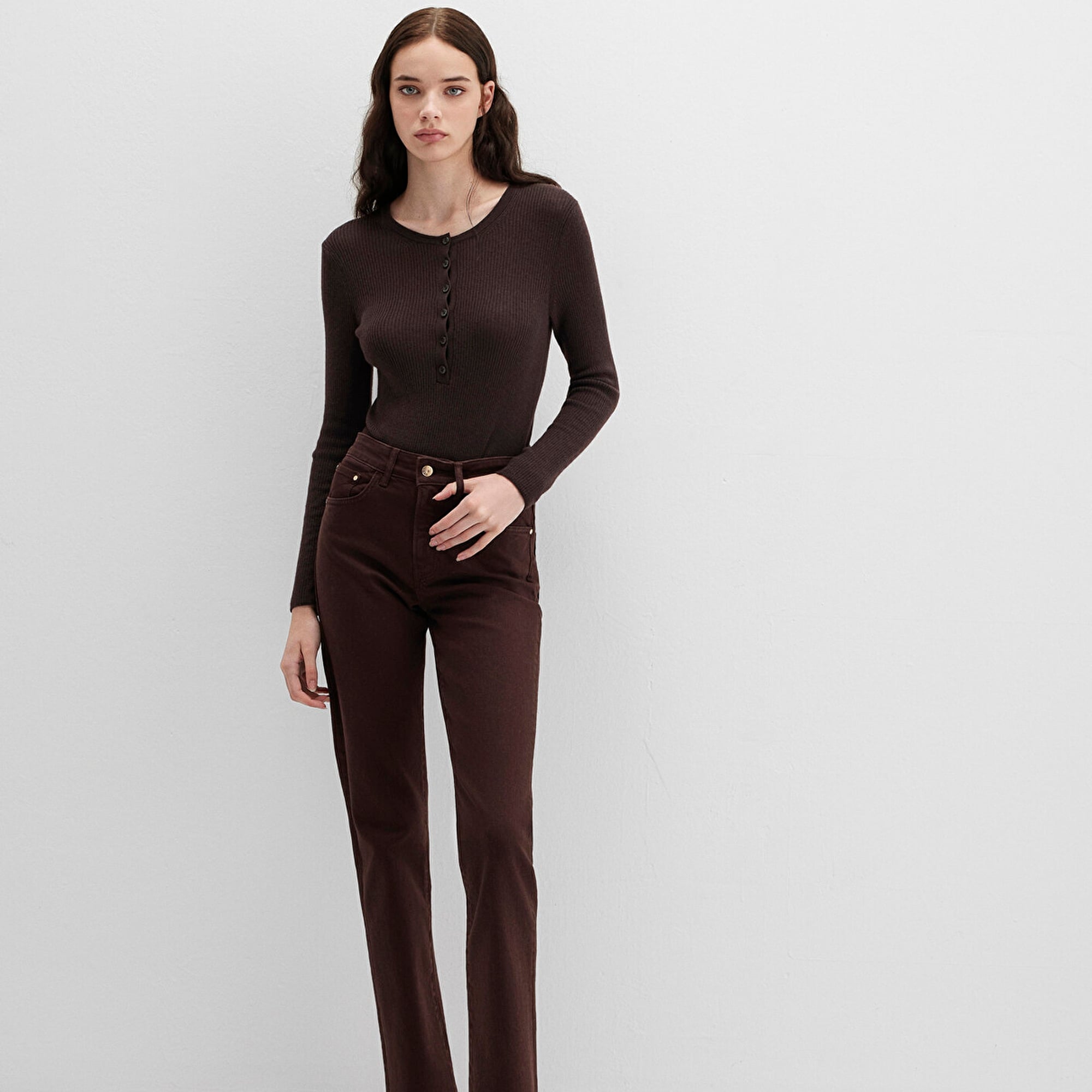 Mavi New York Kahverengi Gabardin Pantolon 101441-91340