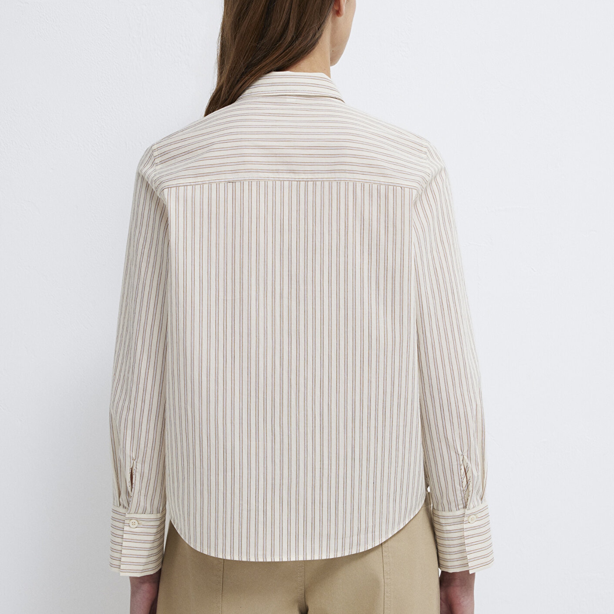 Mavi Çizgili Bej Gömlek Regular Fit / Normal Kesim 1211389-85431