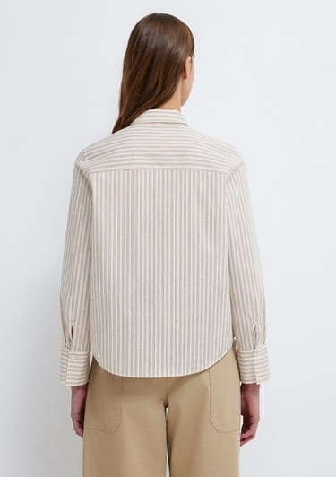  Mavi Çizgili Bej Gömlek Regular Fit / Normal Kesim 1211389-85431