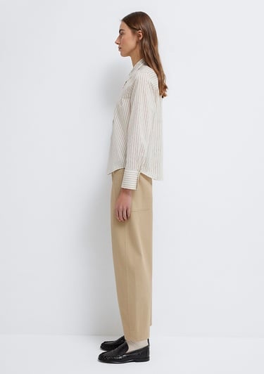  Mavi Çizgili Bej Gömlek Regular Fit / Normal Kesim 1211389-85431