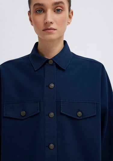  Mavi Lacivert Gömlek Oversize / Geniş Kesim 1211181-82318