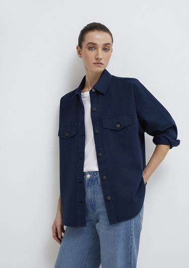  Mavi Lacivert Gömlek Oversize / Geniş Kesim 1211181-82318