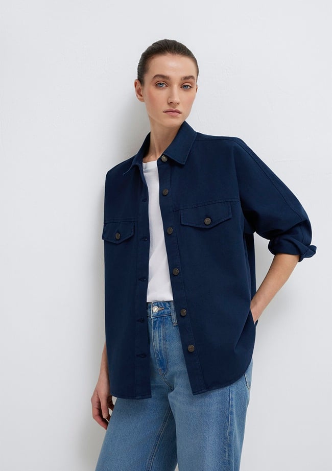  Mavi Lacivert Gömlek Oversize / Geniş Kesim 1211181-82318