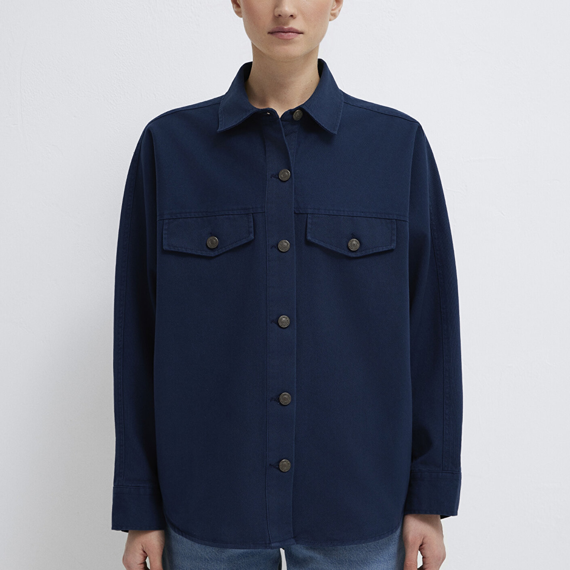 Mavi Lacivert Gömlek Oversize / Geniş Kesim 1211181-82318